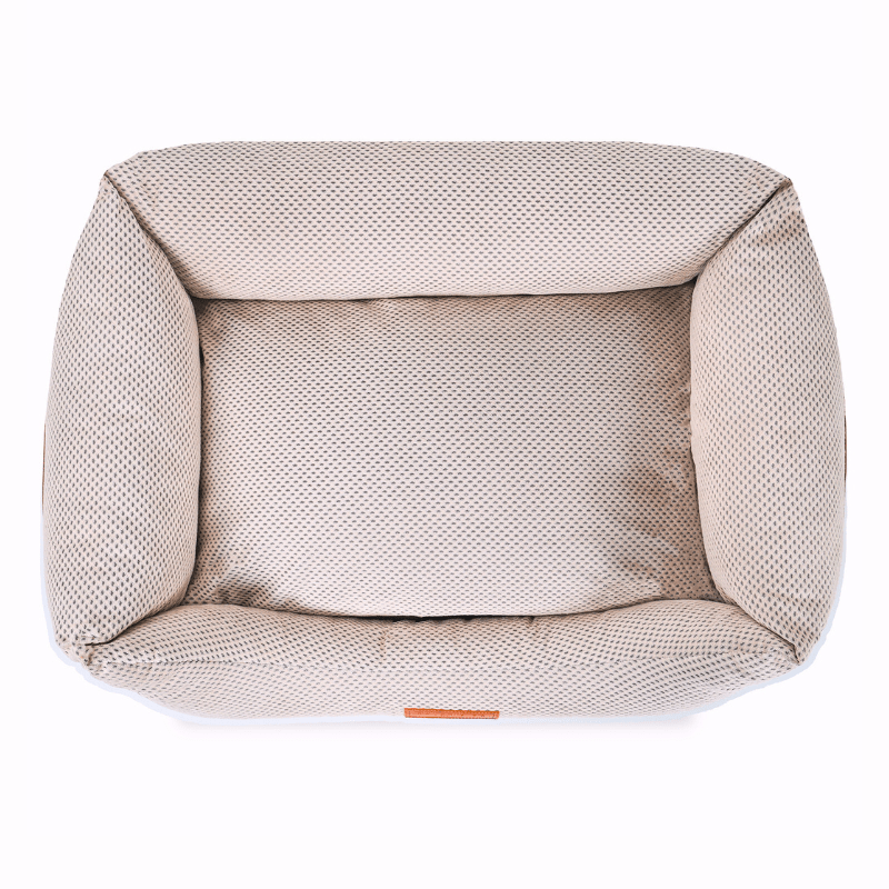 Ralph & Co Chatsworth luxury beige memory foam dog bed with supportive bolster sides
