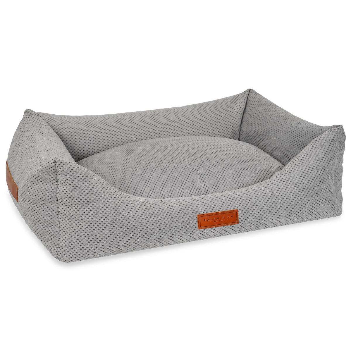 Ralph & Co Highclere luxury grey memory foam dog bed with raised supportive sides at Bell & Beau
