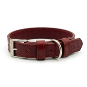 Ralph & Co Oxblood Red eco leather dog collar crafted from vegan-friendly Lignify