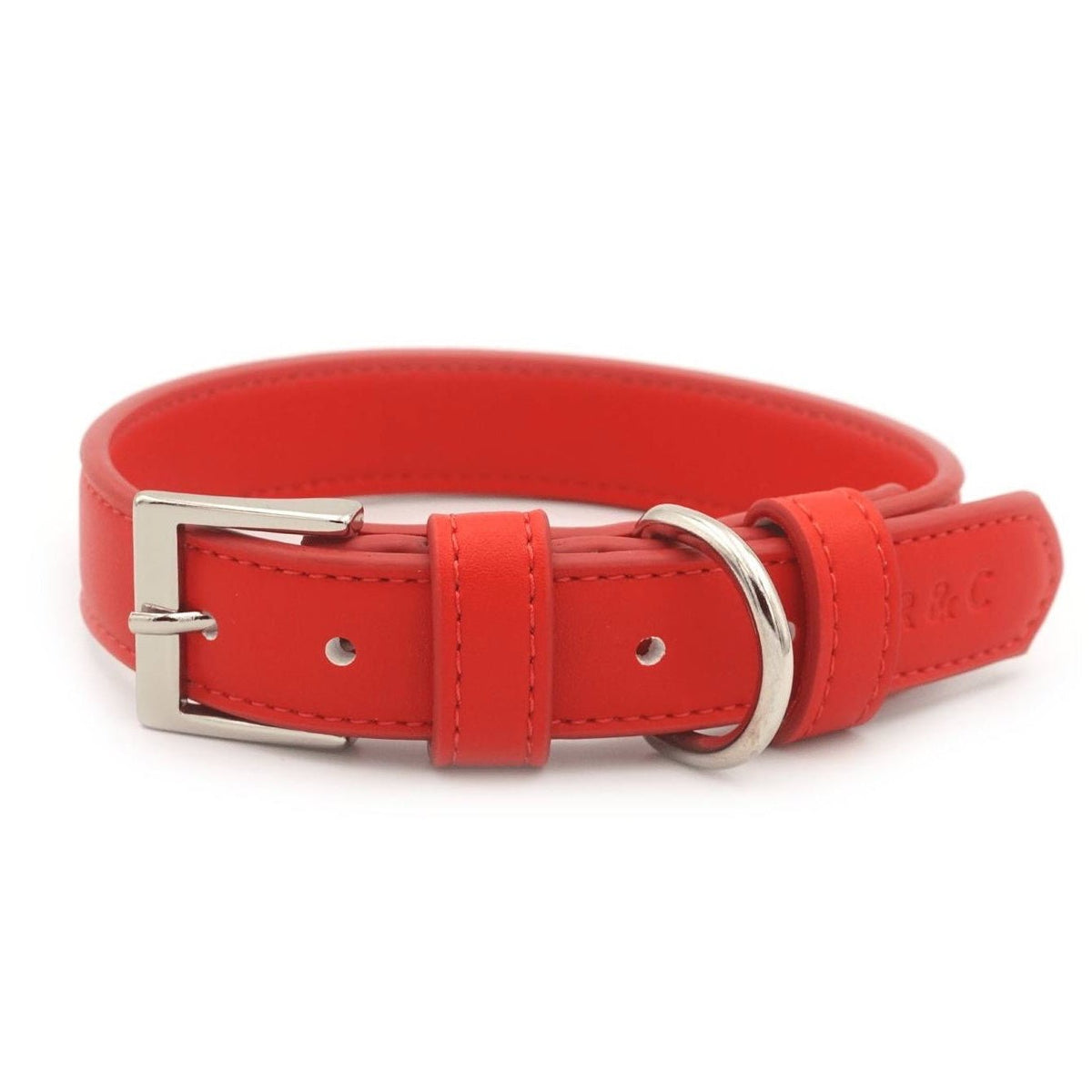 Ralph & Co Red eco leather dog collar crafted from vegan-friendly Lignify