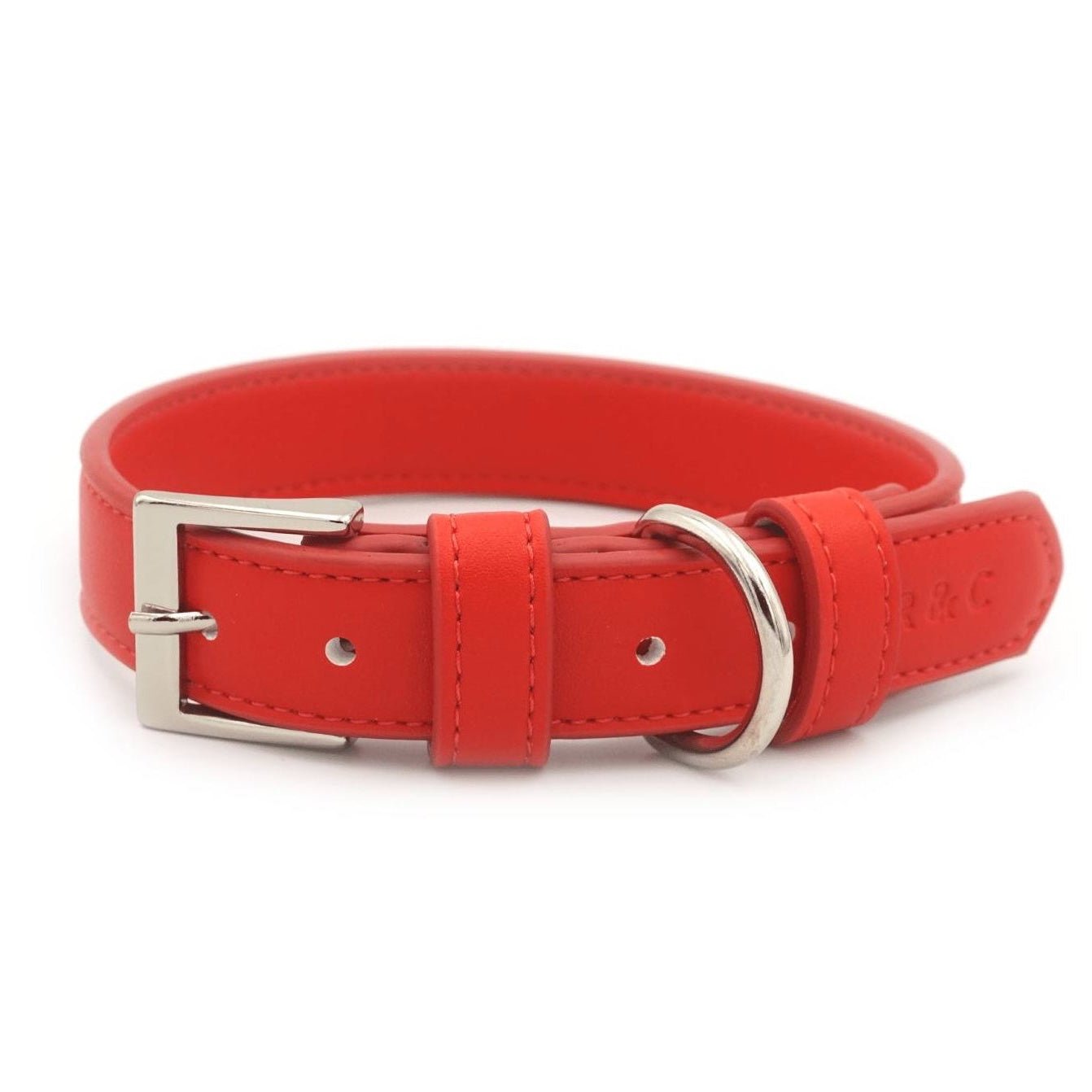 Ralph & Co Red eco leather dog collar crafted from vegan-friendly Lignify