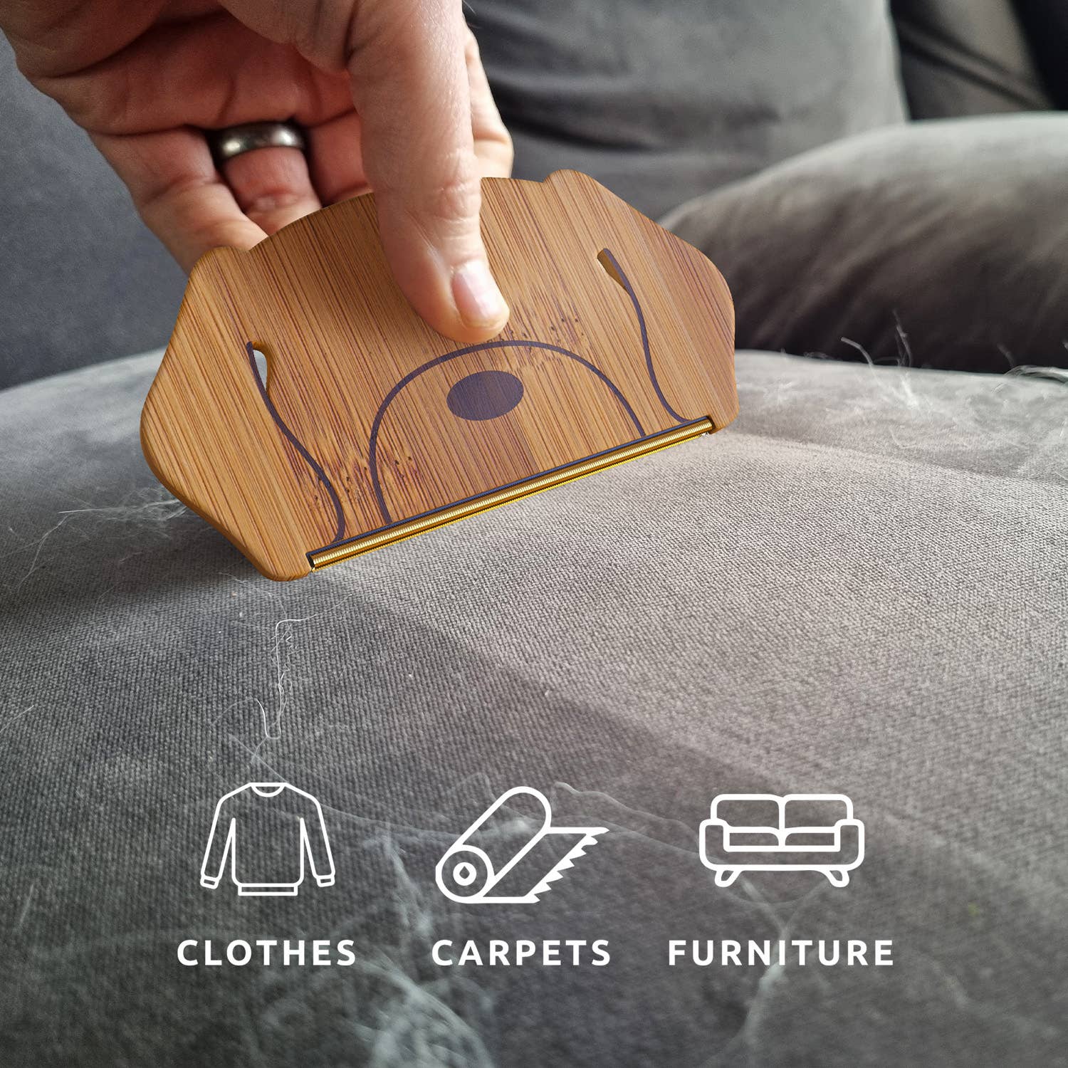 Eco friendly Pikkii dog hair remover made from sustainable bamboo