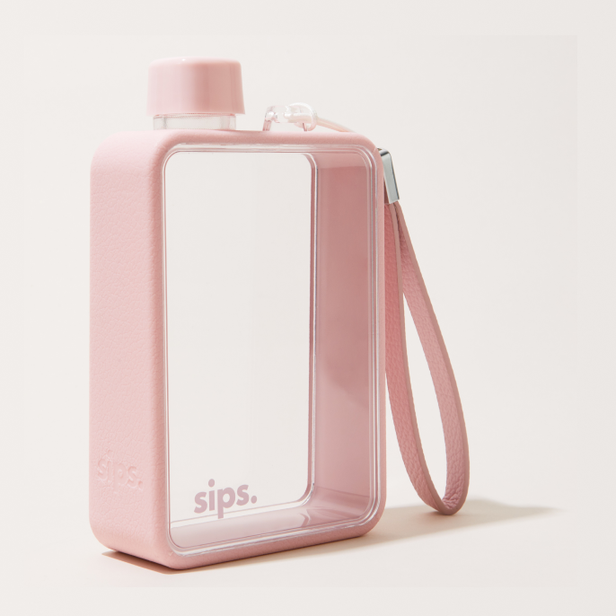 Sips Original slim 480ml reusable water bottle in Candy Pink.