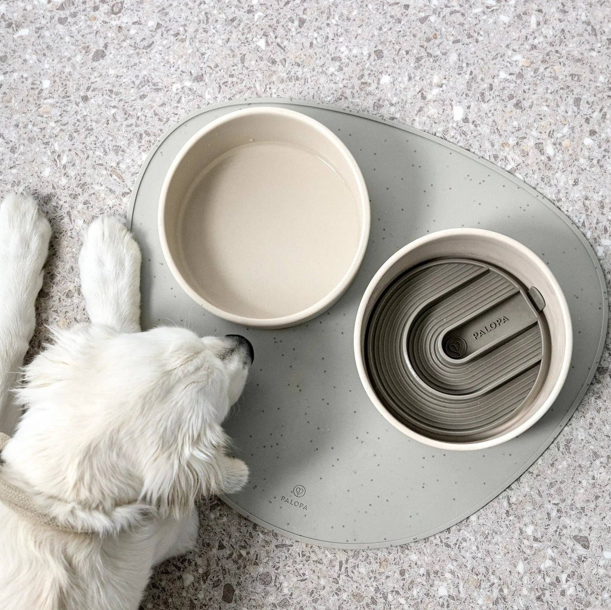 Dog slow feeder insert designed to reduce gulping and encourage healthier eating habits.