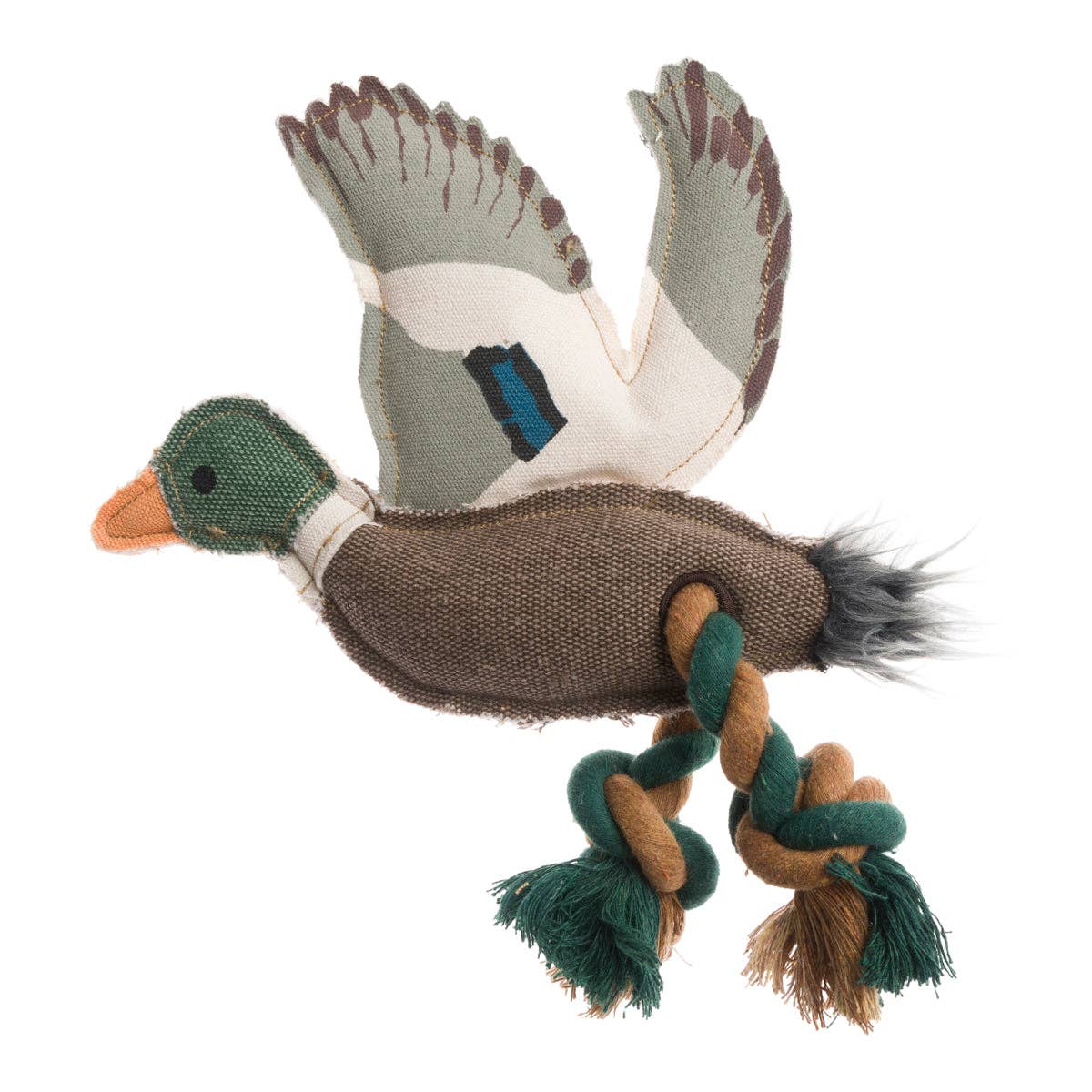 Sophie Allport Ducks rope dog toy with canvas body, rope legs and internal squeaker.