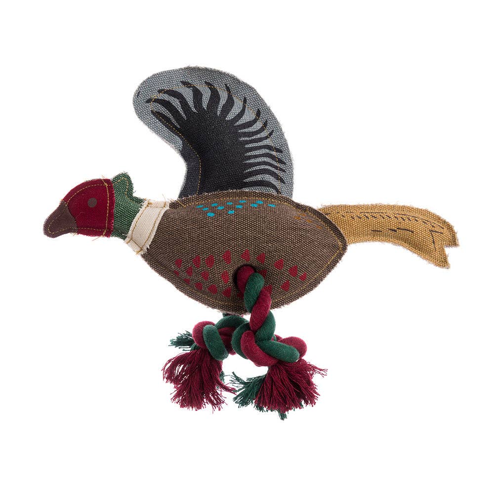 Country-inspired pheasant dog toy for fetch, play and cuddles.