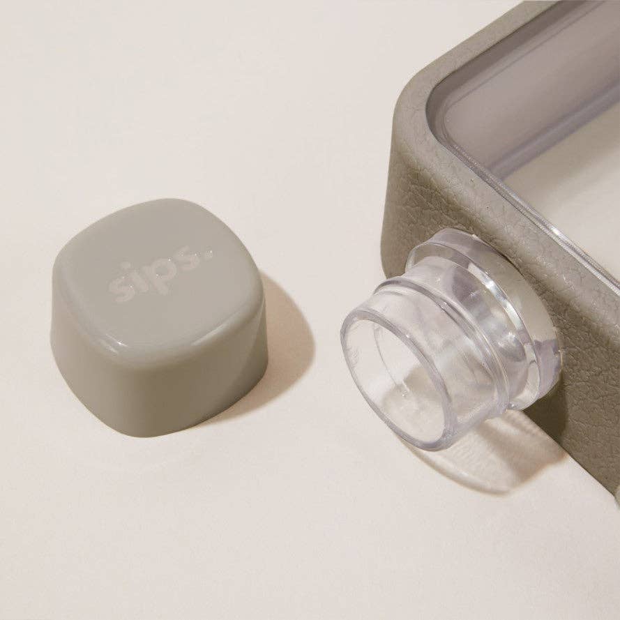 Slimline neutral Greige water bottle for handbags, commuting and everyday use.