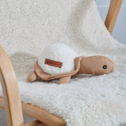 Sweet William Horatio the Turtle squeaky dog toy made from hessian and wool