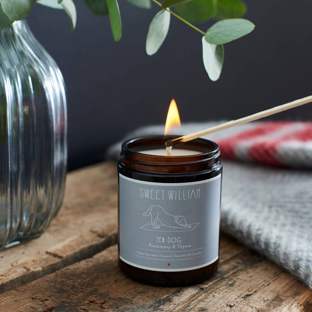 Sweet William Zen Dog Organic Candle gift box packaging
