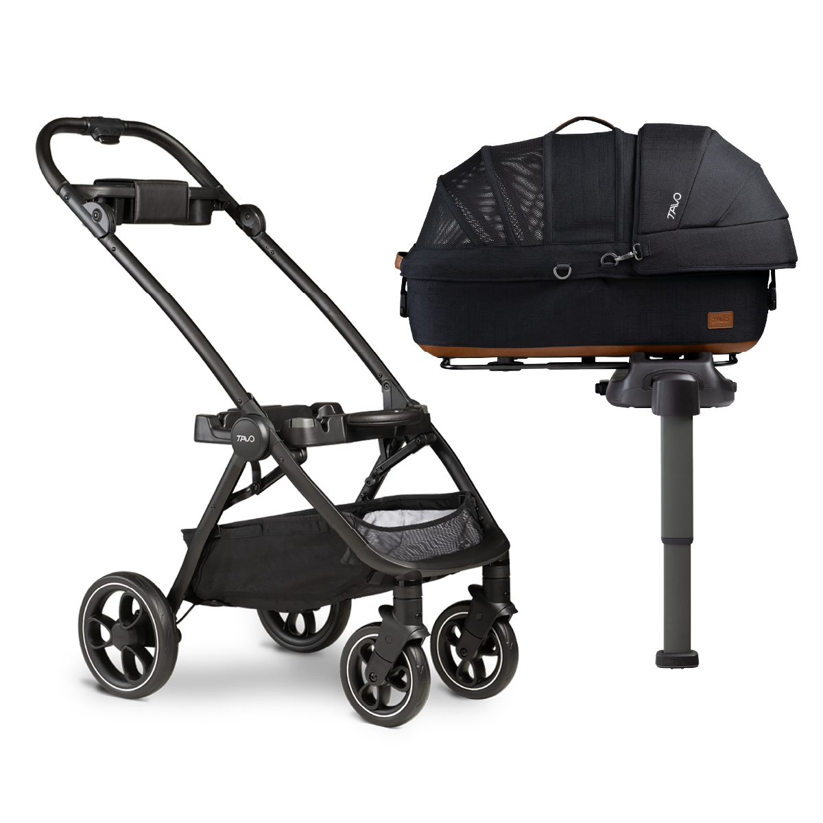 TAVO Maeve Medium Flex pet car seat and carrier with Roscoe stroller frame