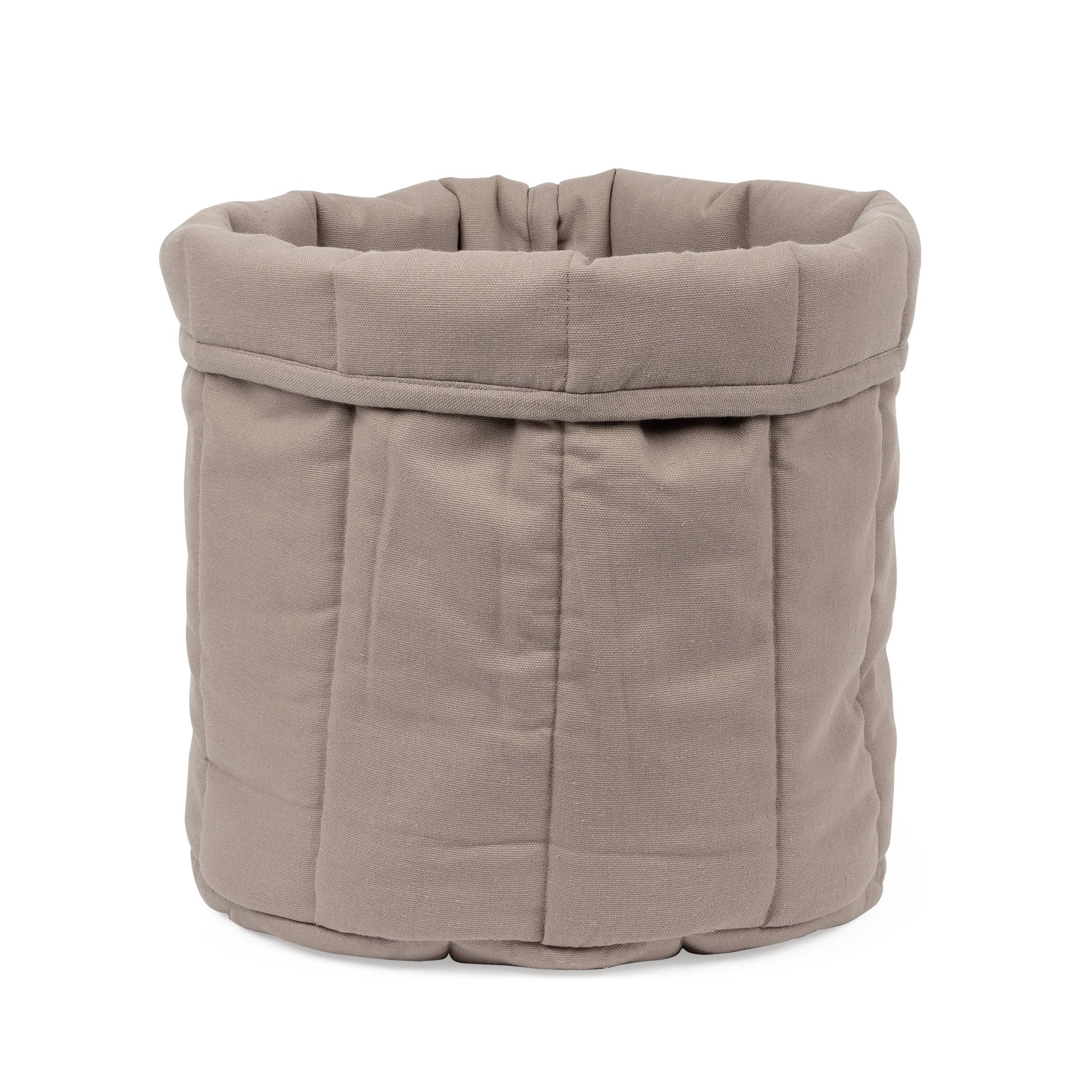 Tadazhi Storage Basket Dark Sand crafted from organic cotton for dog toy storage