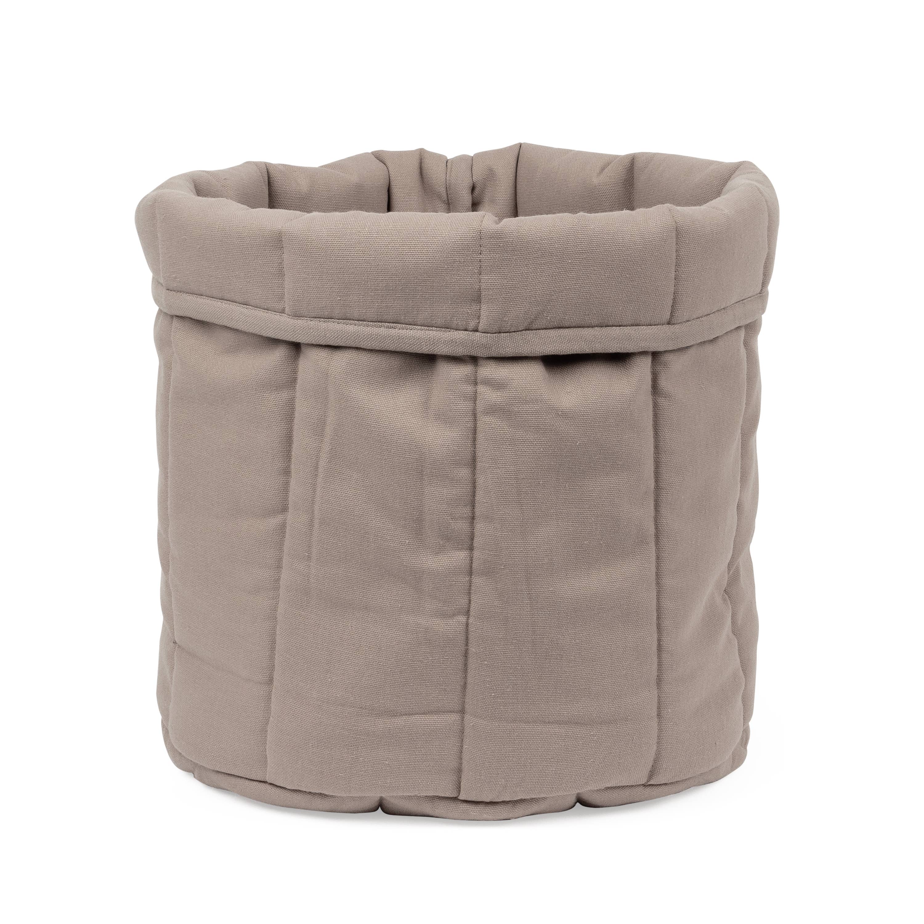Tadazhi Storage Basket Dark Sand crafted from organic cotton for dog toy storage