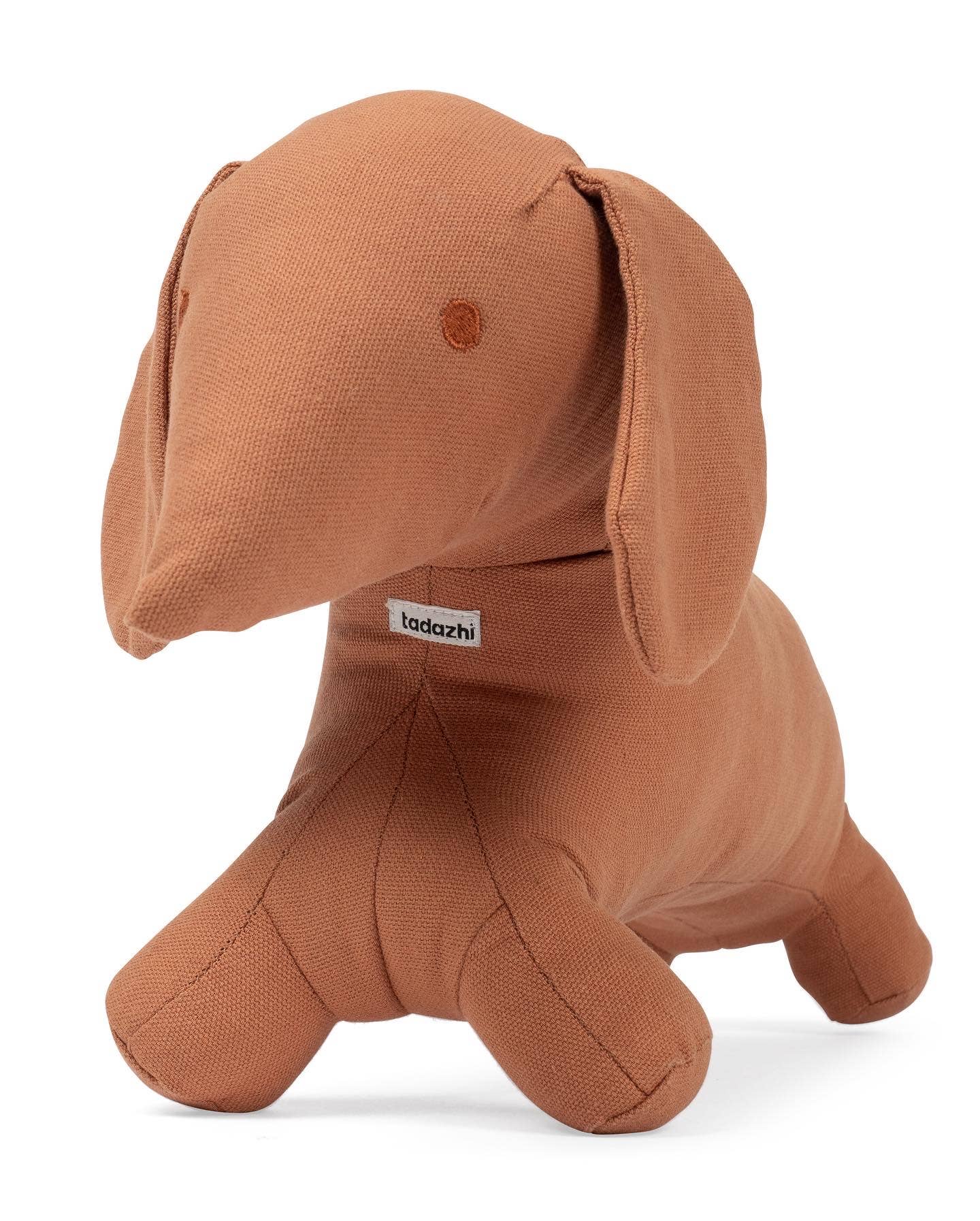 Front view of the Tadazhi Toy Dog soft organic cotton dog toy