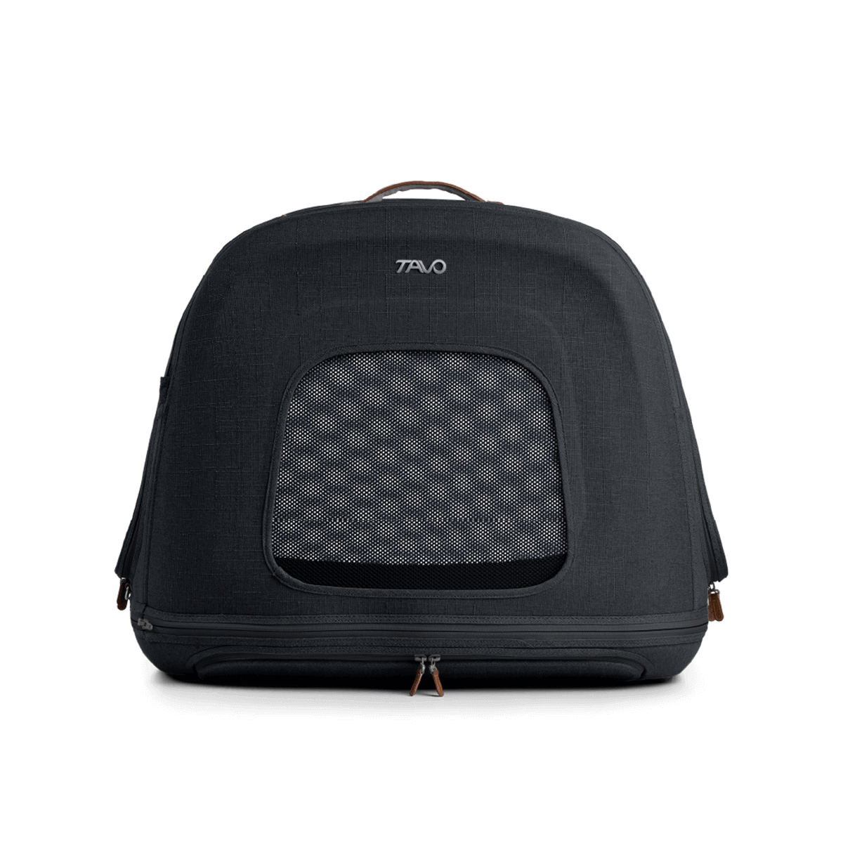 TAVO Crispin black pet travel crate with breathable mesh ventilation panels