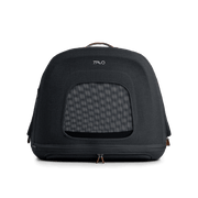 TAVO Crispin black pet travel crate with breathable mesh ventilation panels