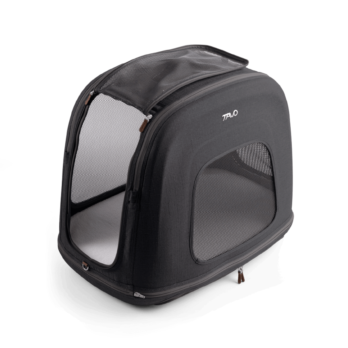 TAVO Crispin travel crate with tall zippered doors on both sides