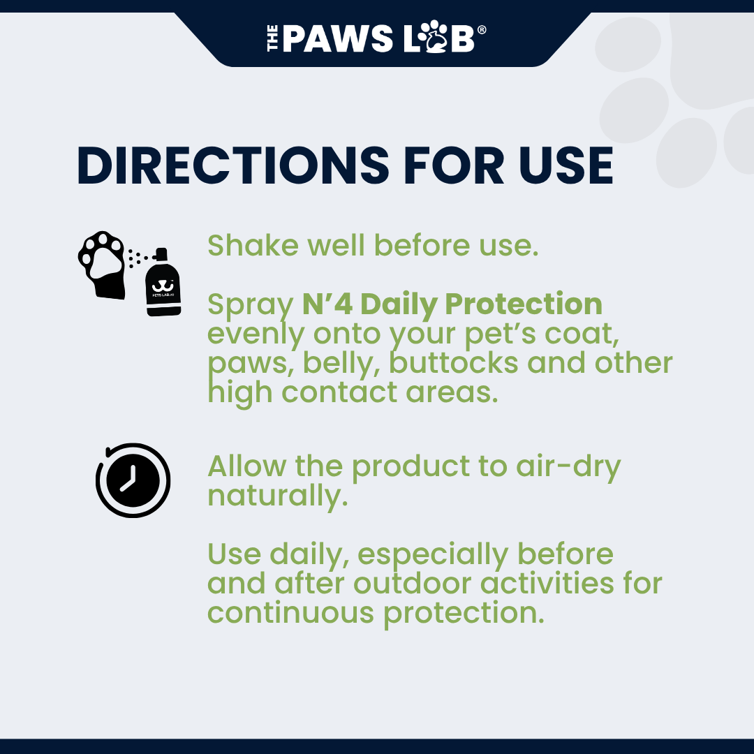 The Paws Lab Daily Protection Spray 100ml for dog paws, bellies and coats.