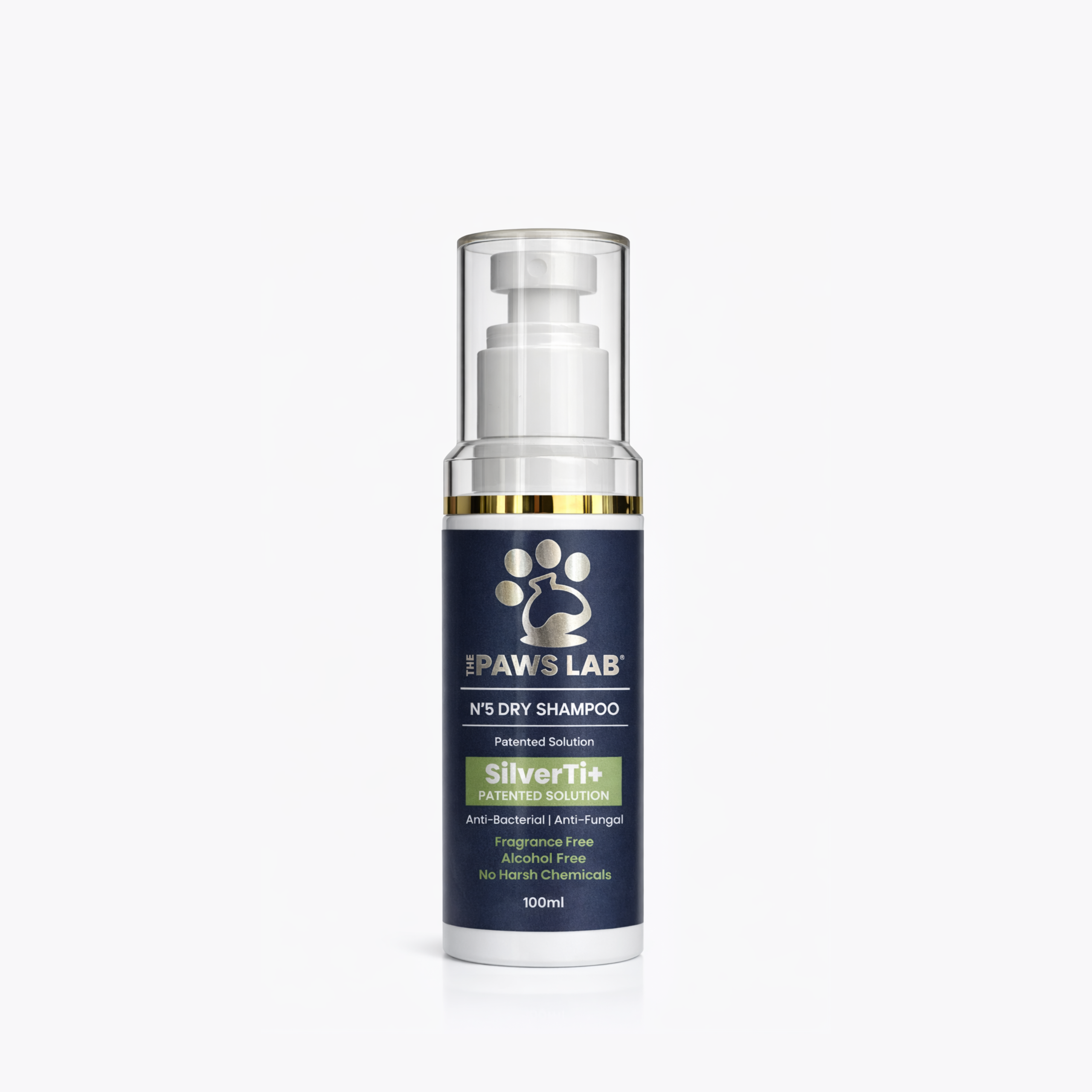 The Paws Lab Deodourising Dry Shampoo 100ml no-rinse spray for dogs and cats.