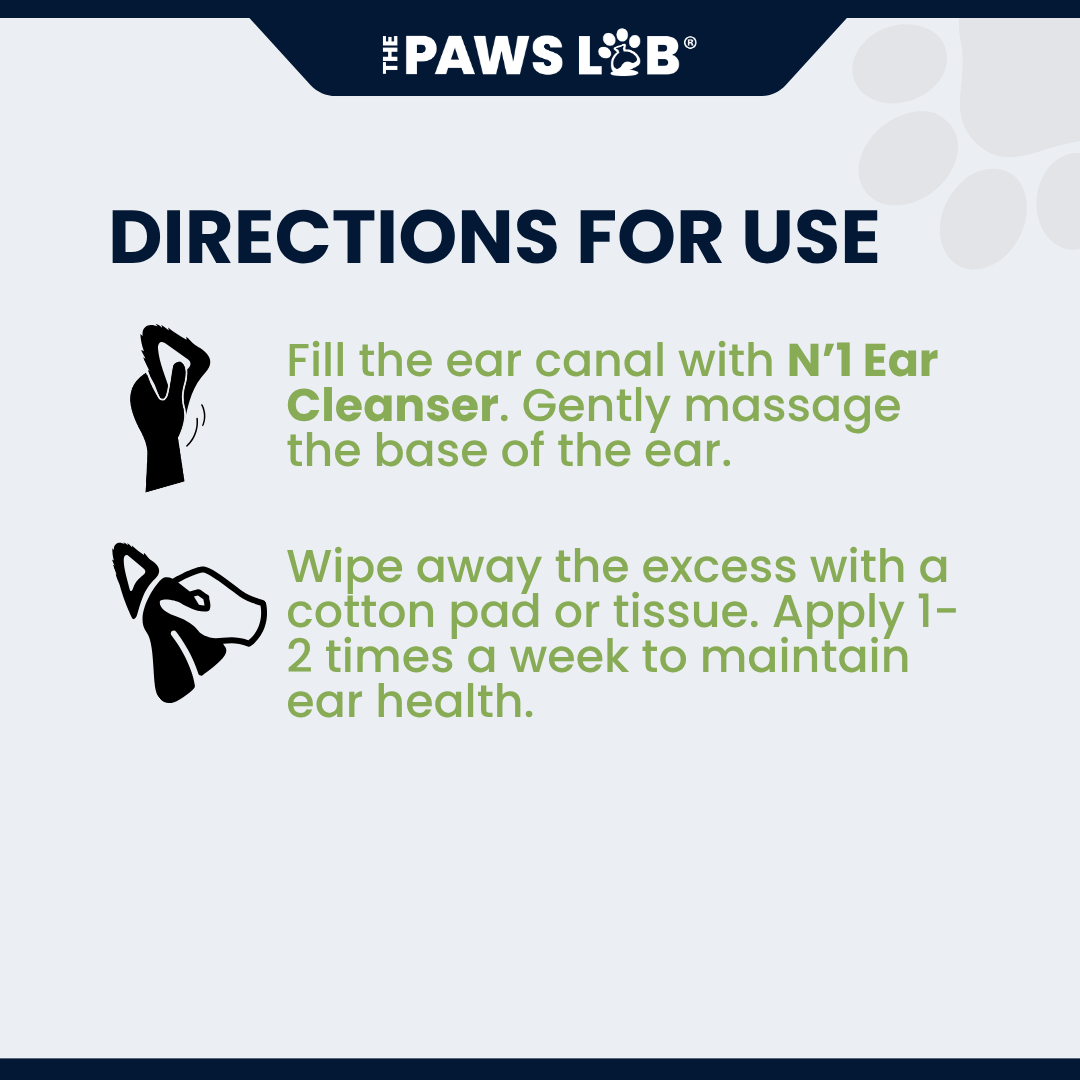The Paws Lab 100ml gentle ear cleanser for dogs and cats.