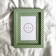 Handmade Mint Green & Emerald Pembroke Dot fabric picture frame by The Pia Frames.