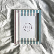 Handmade Sky & Scarlet Tailor Stripe picture frame by The Pia Frames.