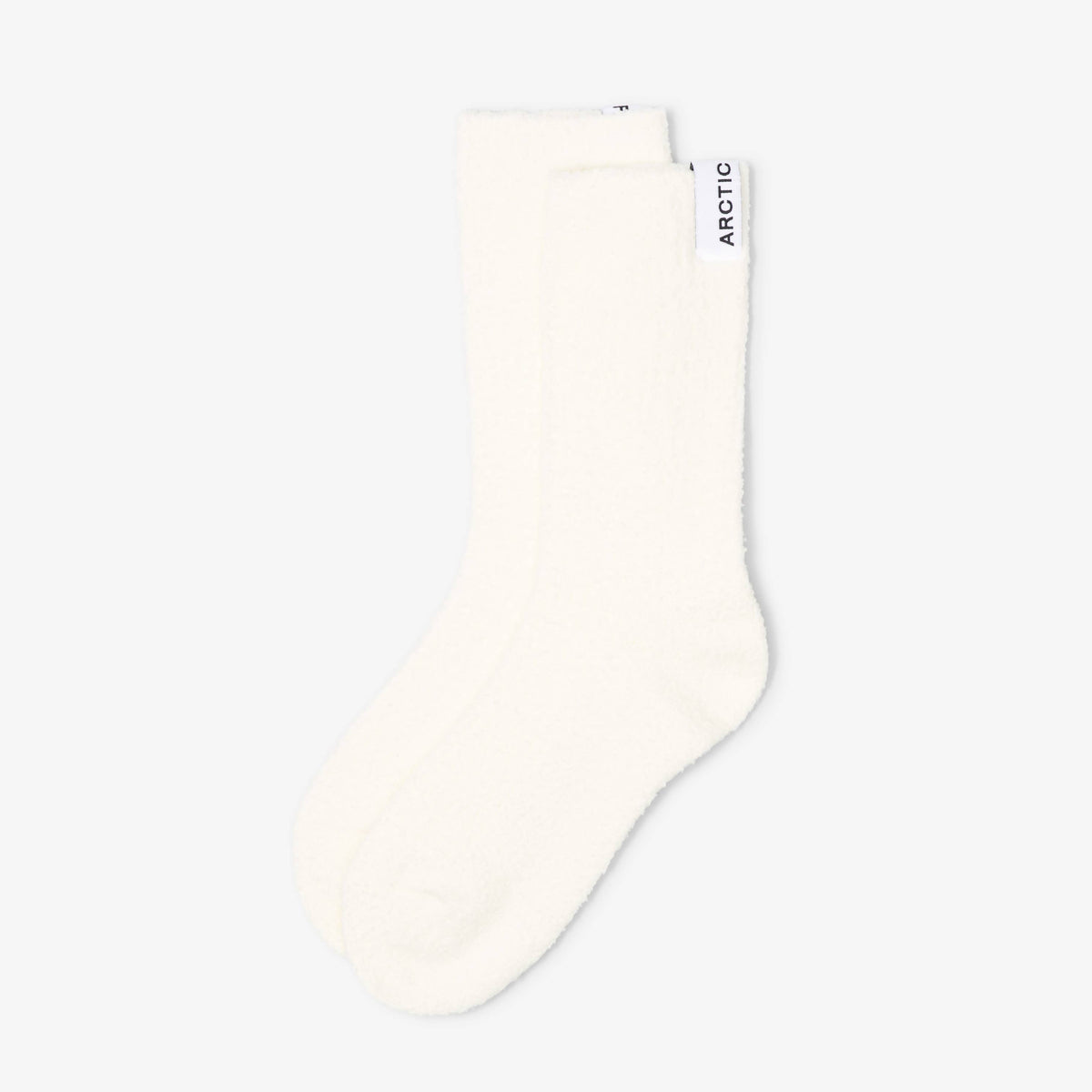 Women's white cosy winter socks made from 100% recycled plastic bottles.
