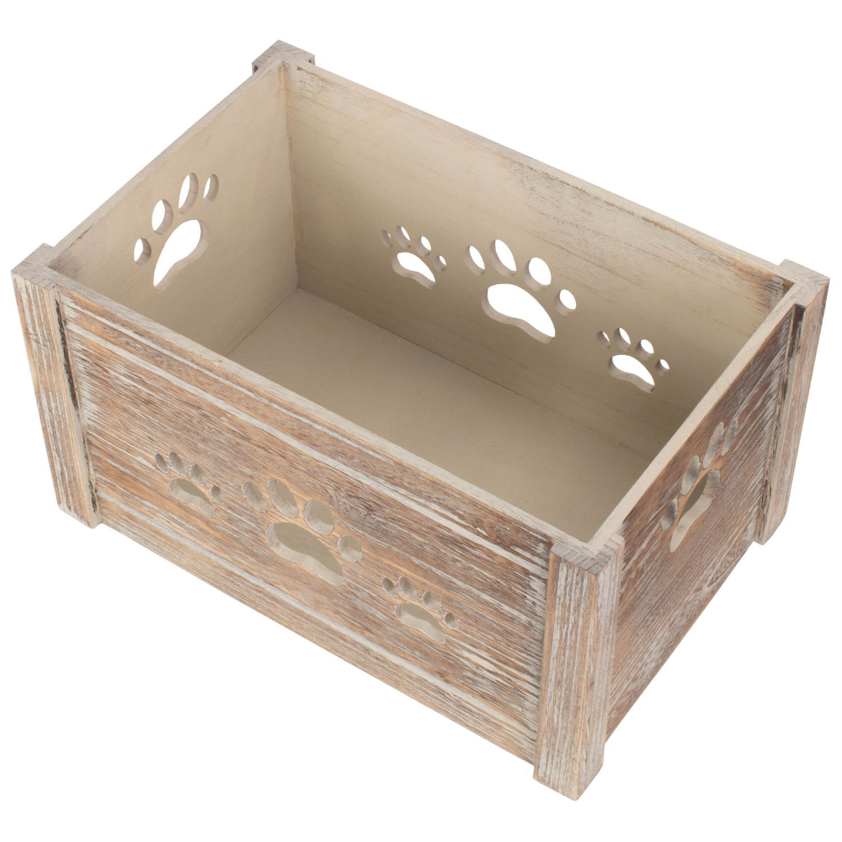 Natural wooden storage box for dog toys