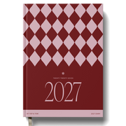 Yop & Tom 2027 A5 week-to-view diary in Burgundy Checkerboard.