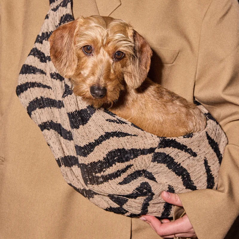 Zebra patterned dog carrier bag by DOGGUO