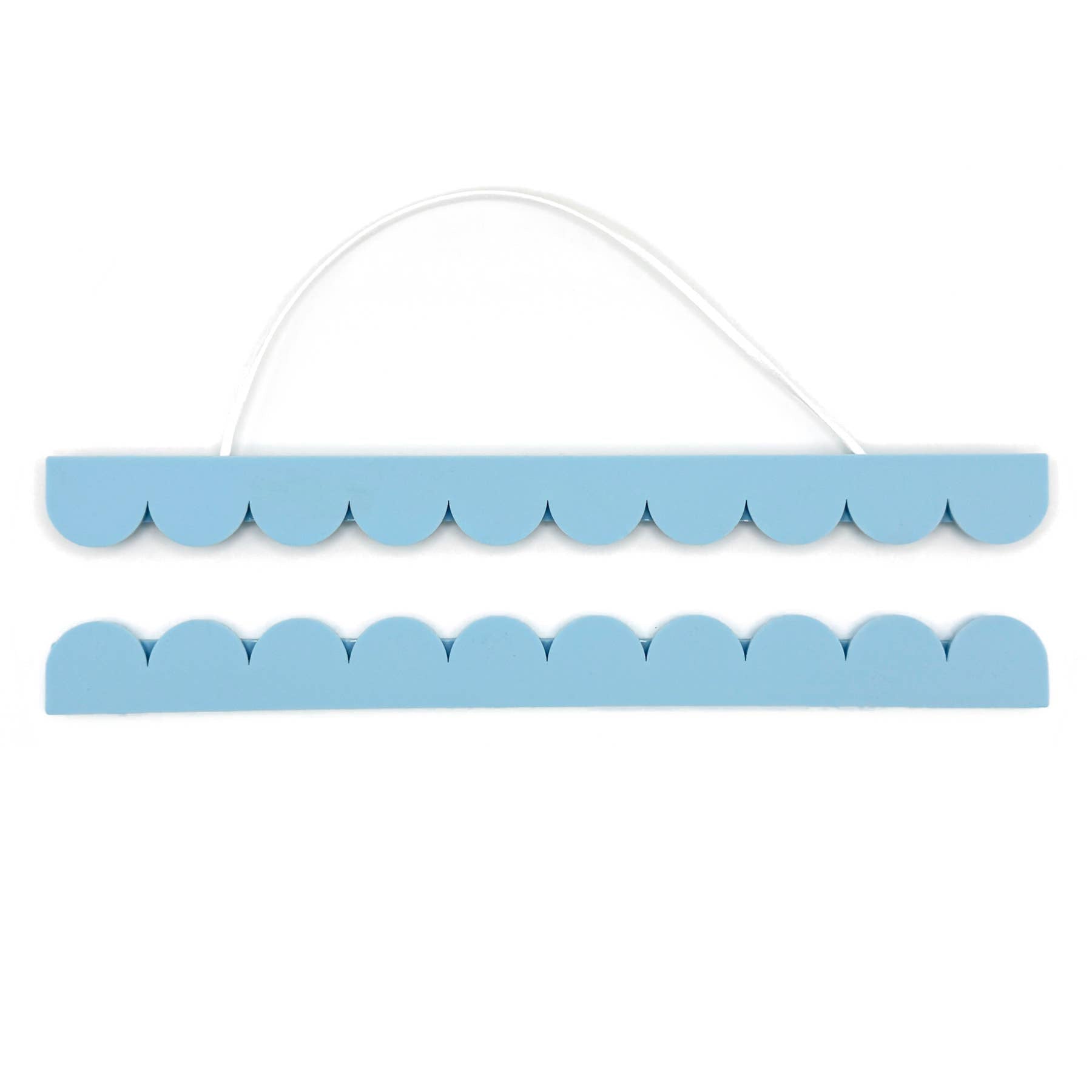 Light blue scalloped hanger on a white background