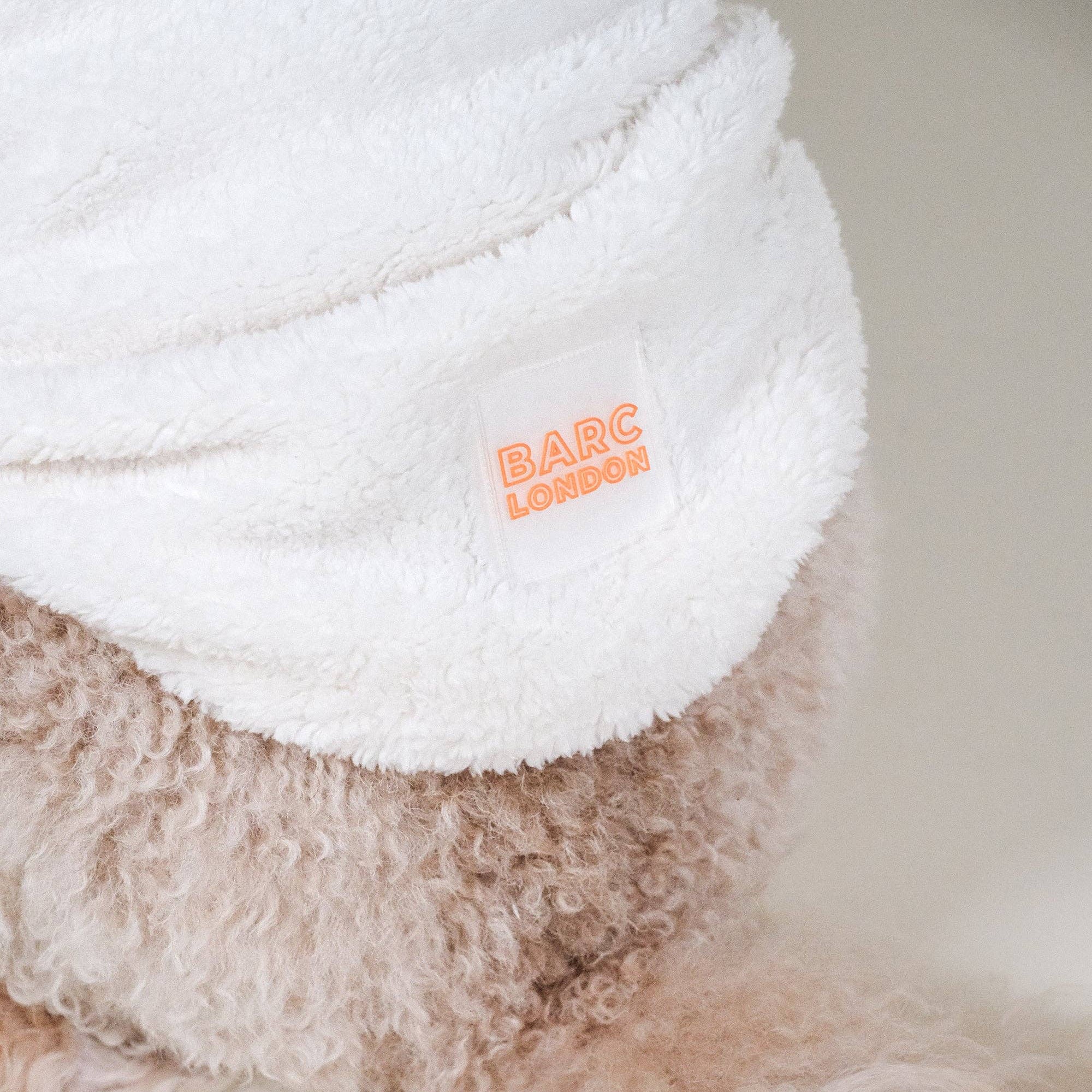 Orange zip detail on the Cream Sherpa Fleece Dog Vest