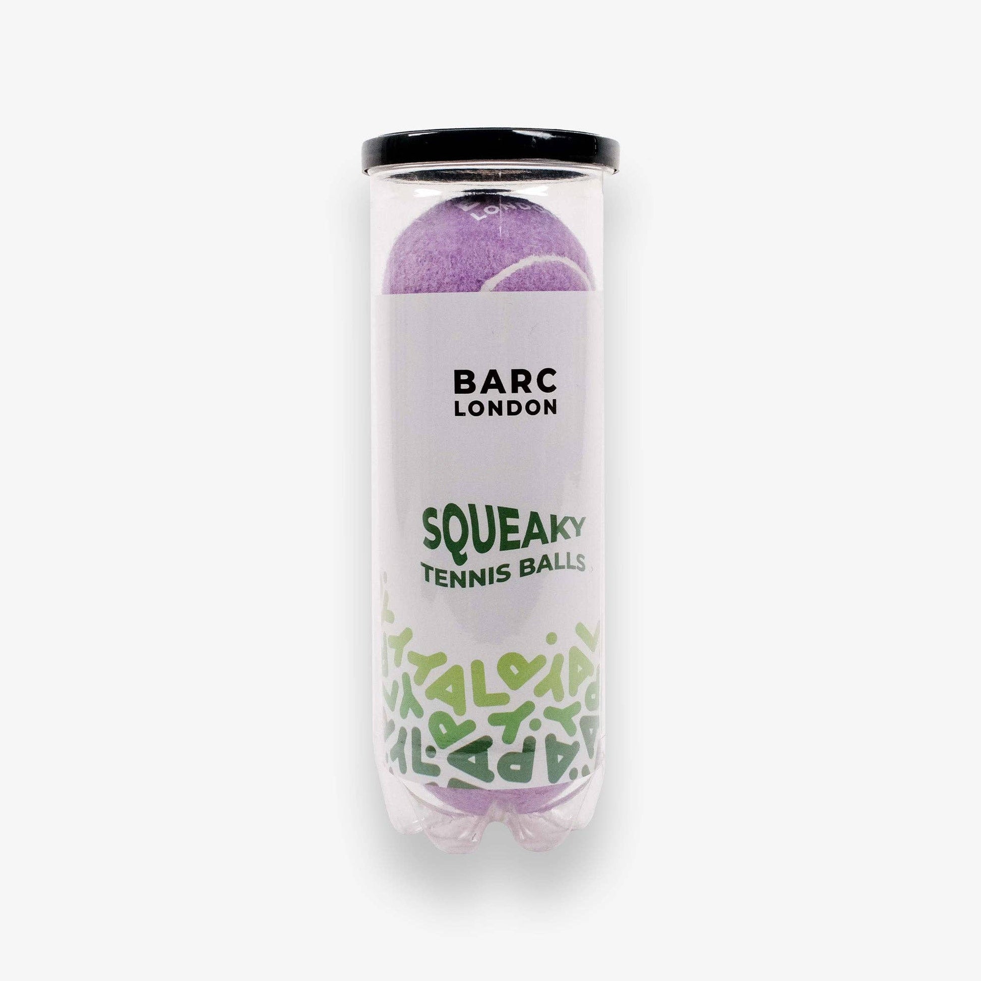 Lilac Dog Balls stored inside reusable Barc London tube