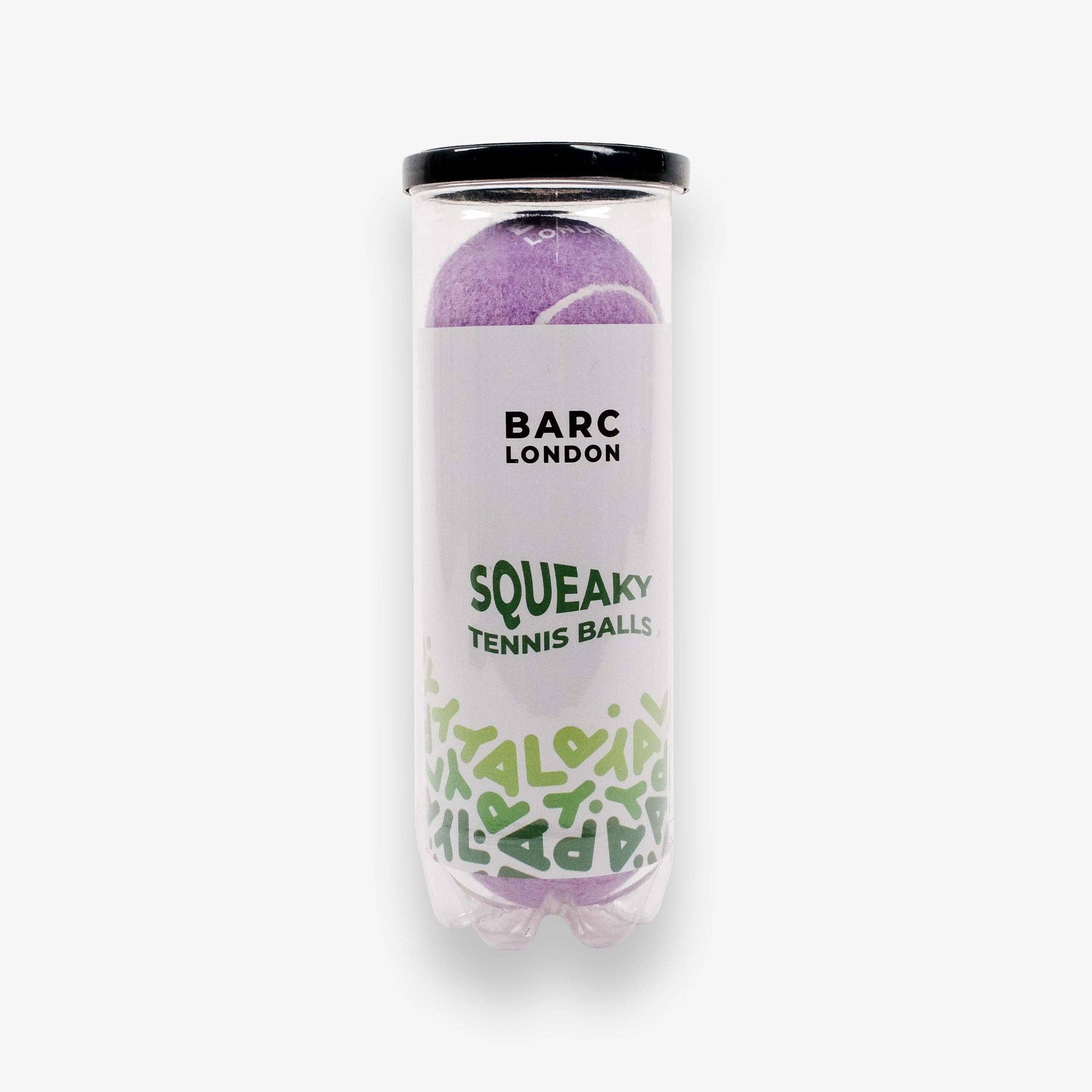 Lilac Dog Balls stored inside reusable Barc London tube