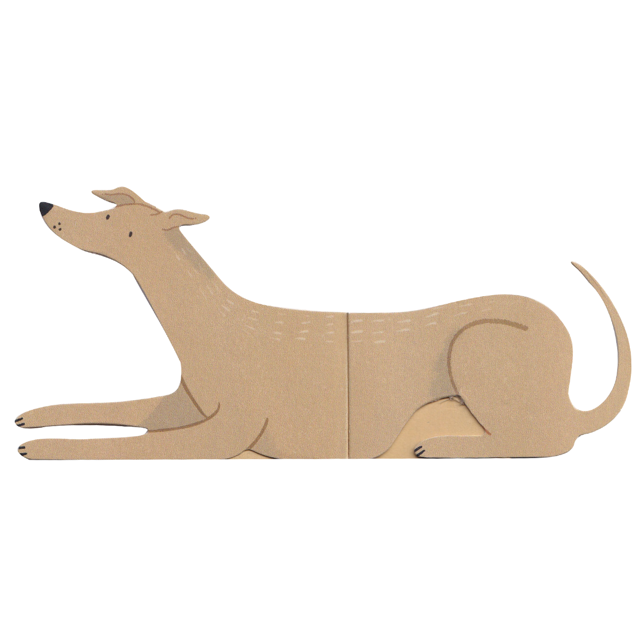 Cardboard dog-shaped toy on a white background