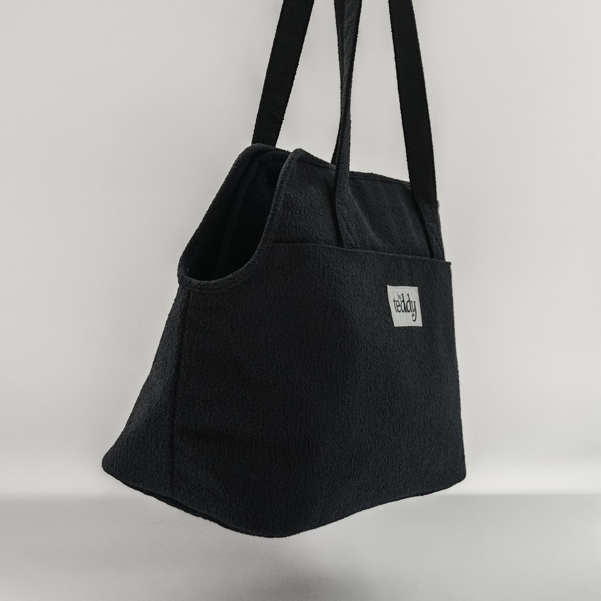 Cosy Midnight Bouclé travel carrier for small dogs