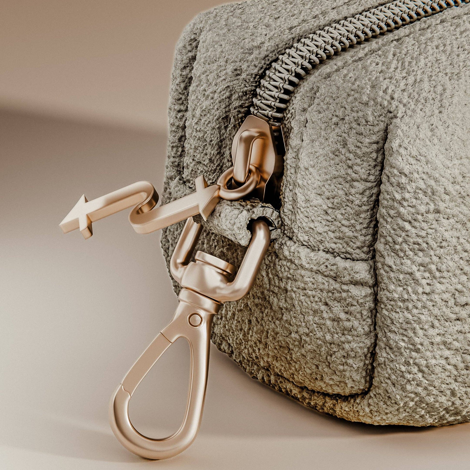 Matcha Bouclé Waste Bag Carrier styled on a dog walk