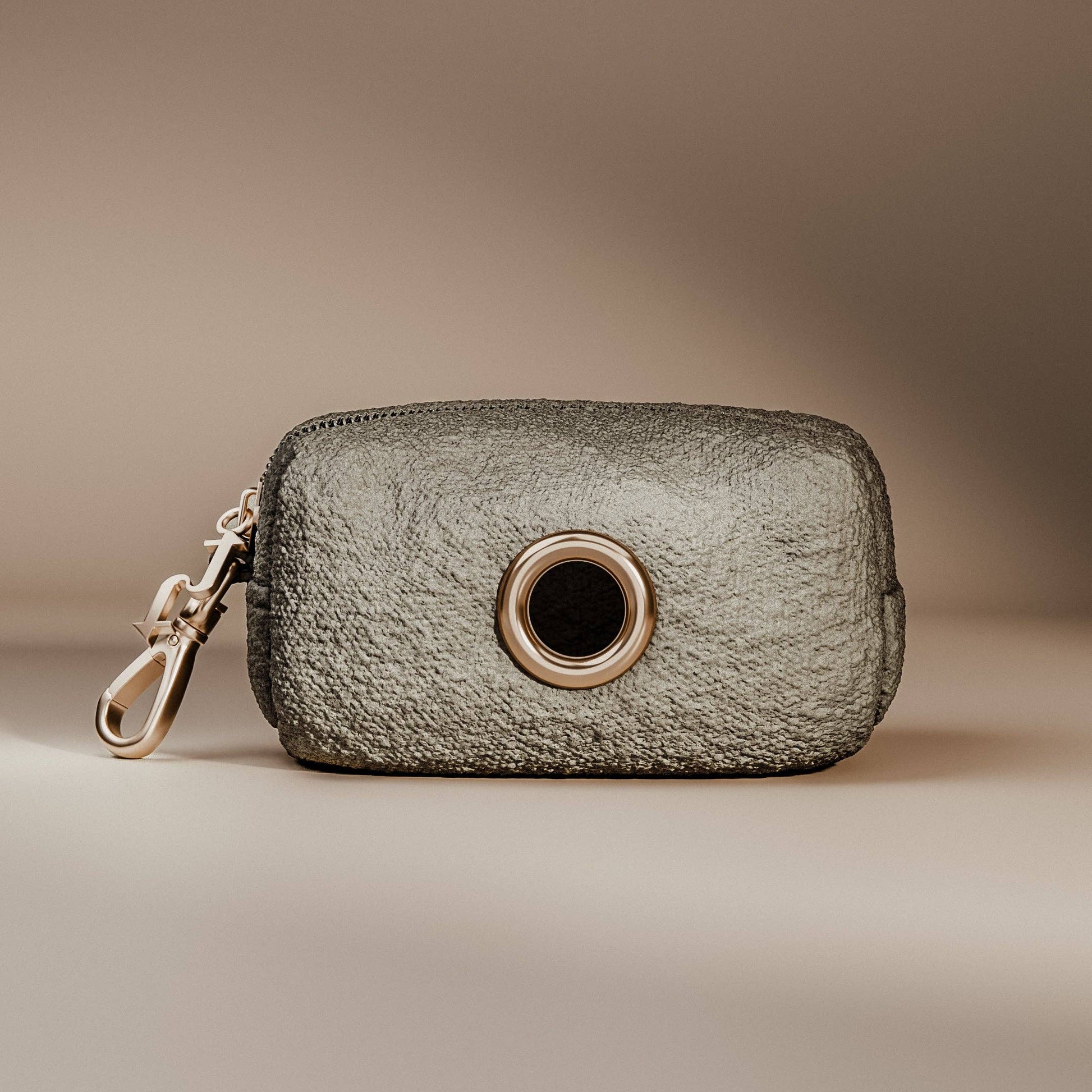 Soft bouclé waste bag carrier for stylish dog walks