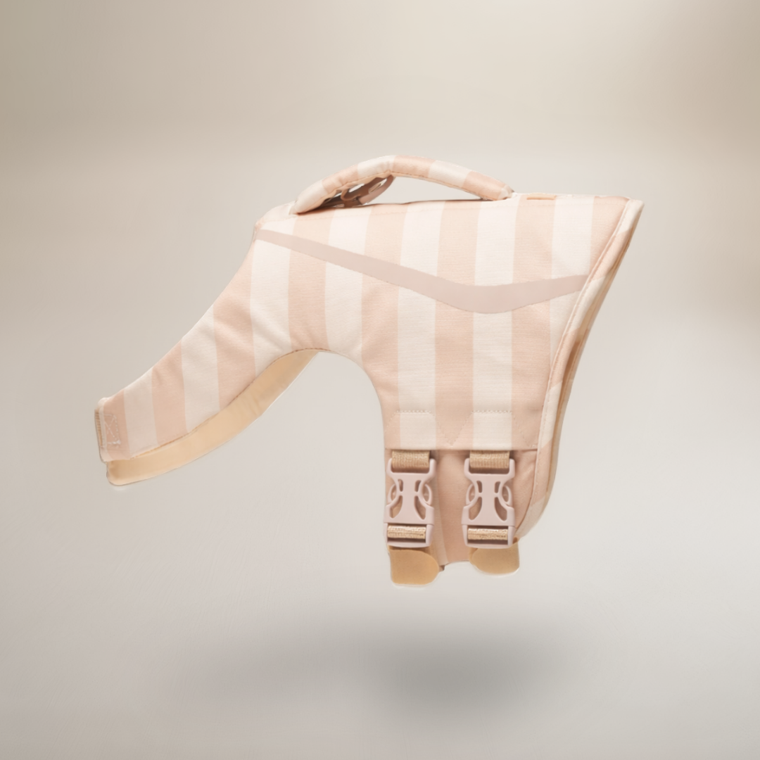Striped bootie on a light gray background