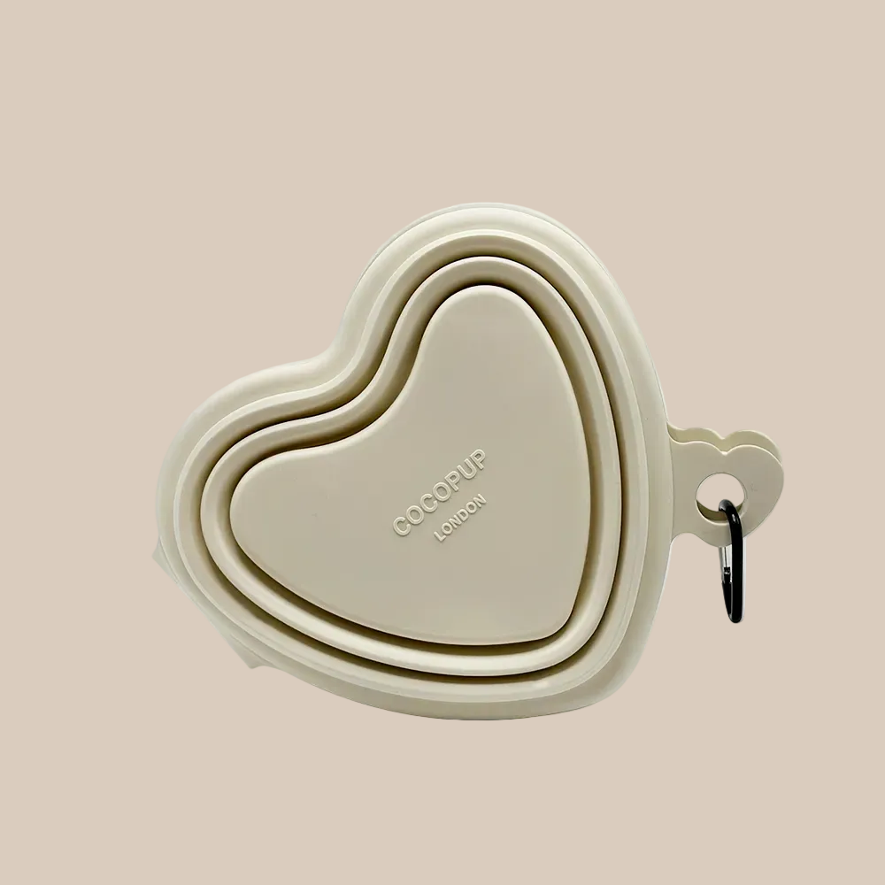 Heart Collapsible Bowl in Cream by Cocopup London