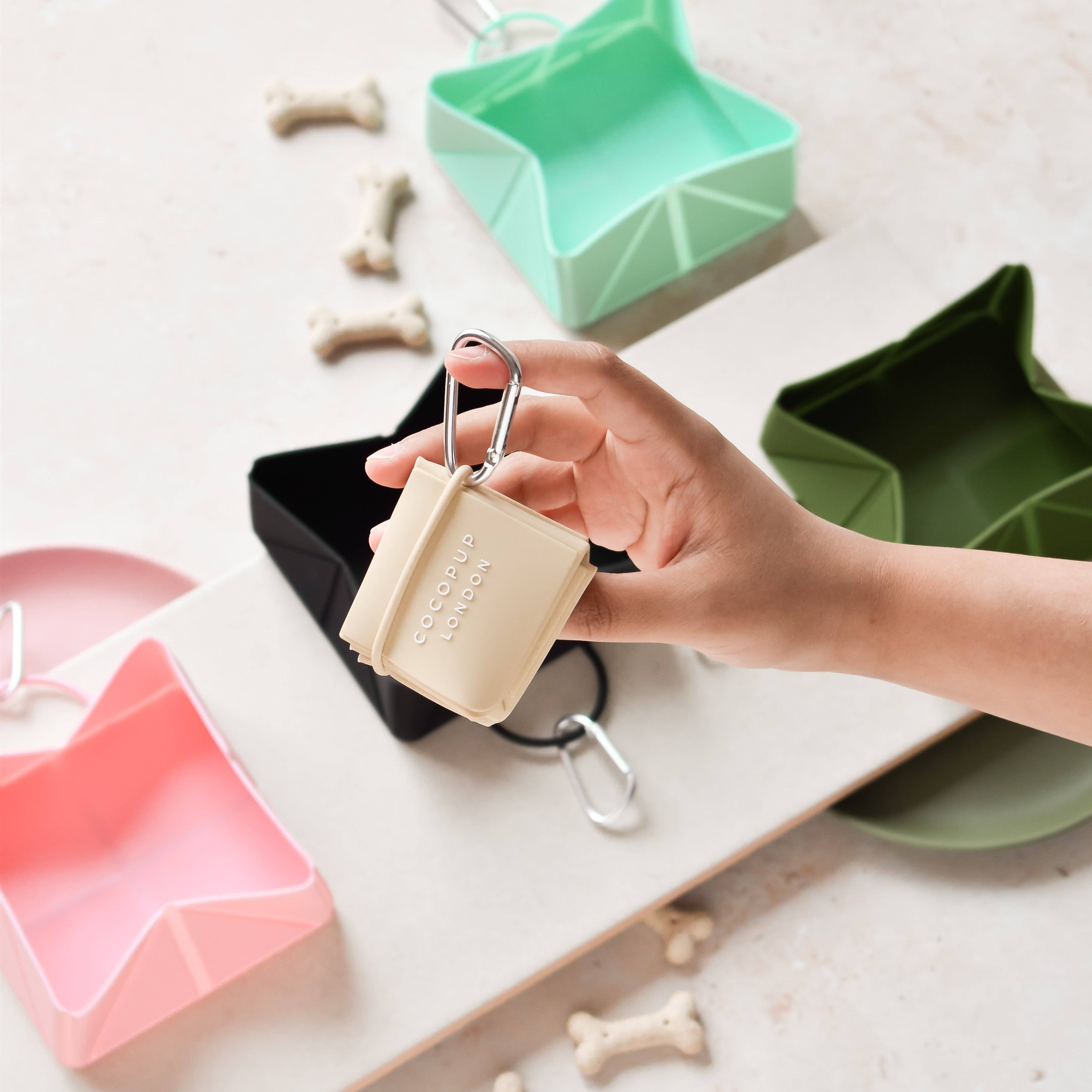 Folded Nude Foldable Travel Bowl with carabiner clip