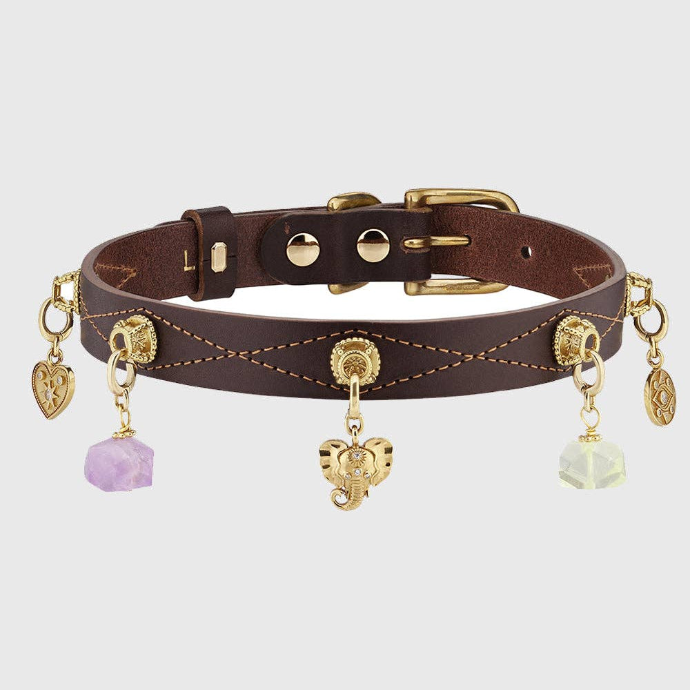 Scandinavian-inspired dark brown dog collar