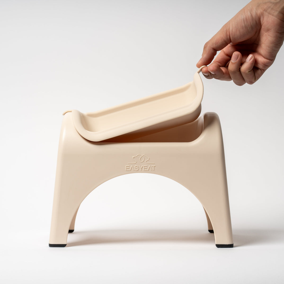 beige dog feeder