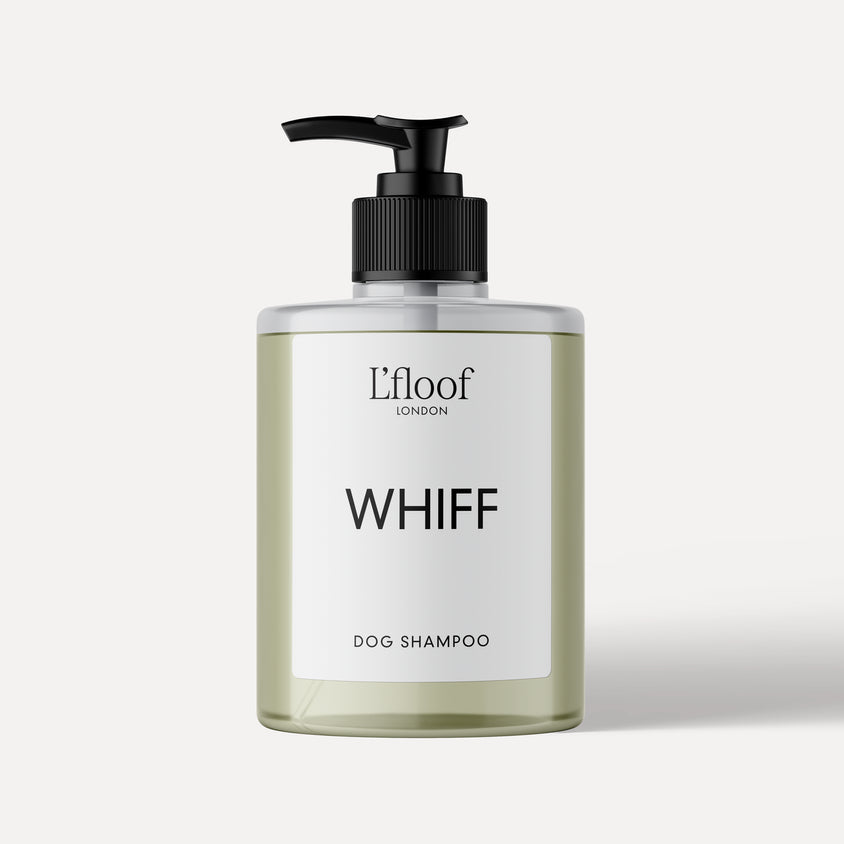 Lfloof Whiff dog shampoo bottle on a white background