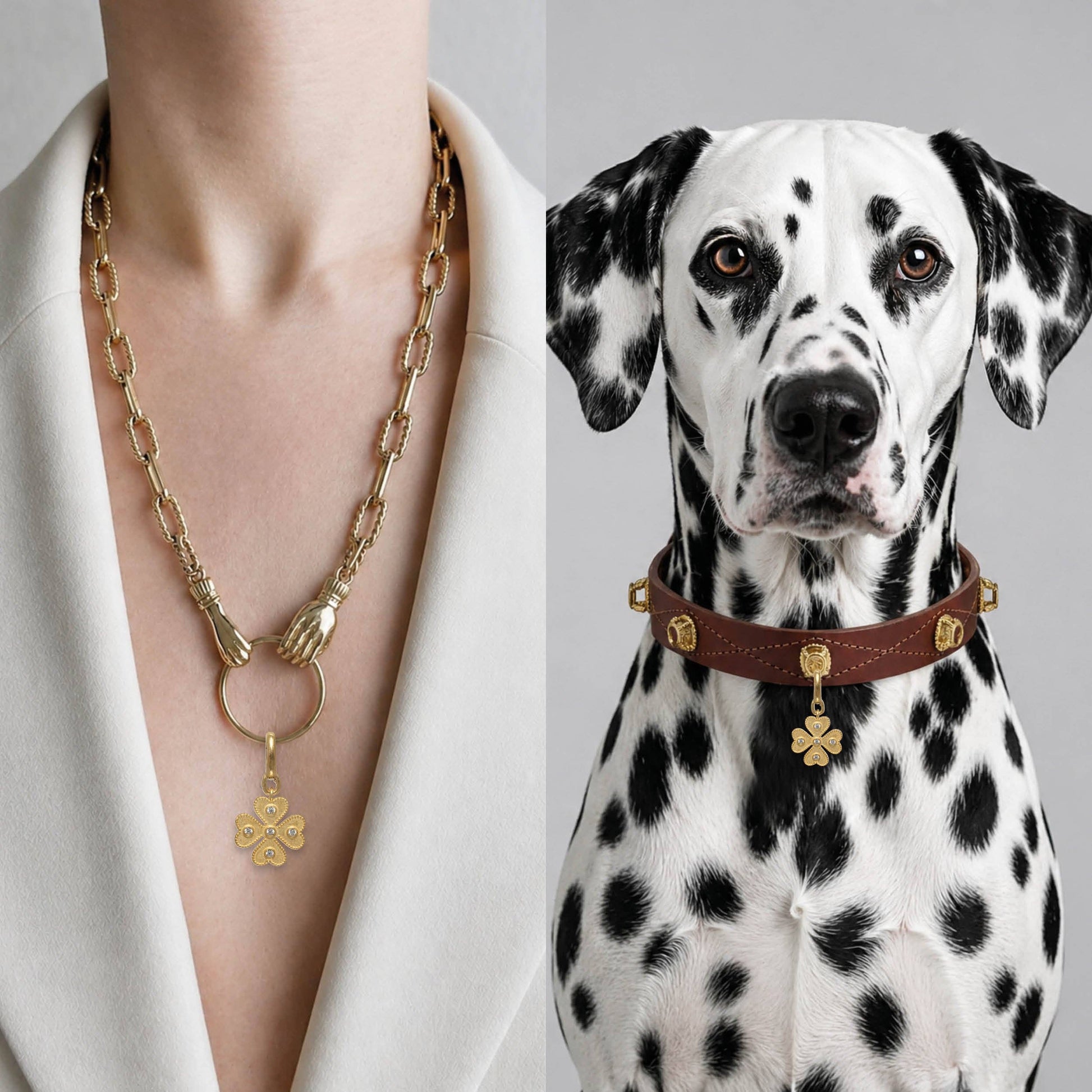 Four leaf clover dog collar charm by Unleash CPH