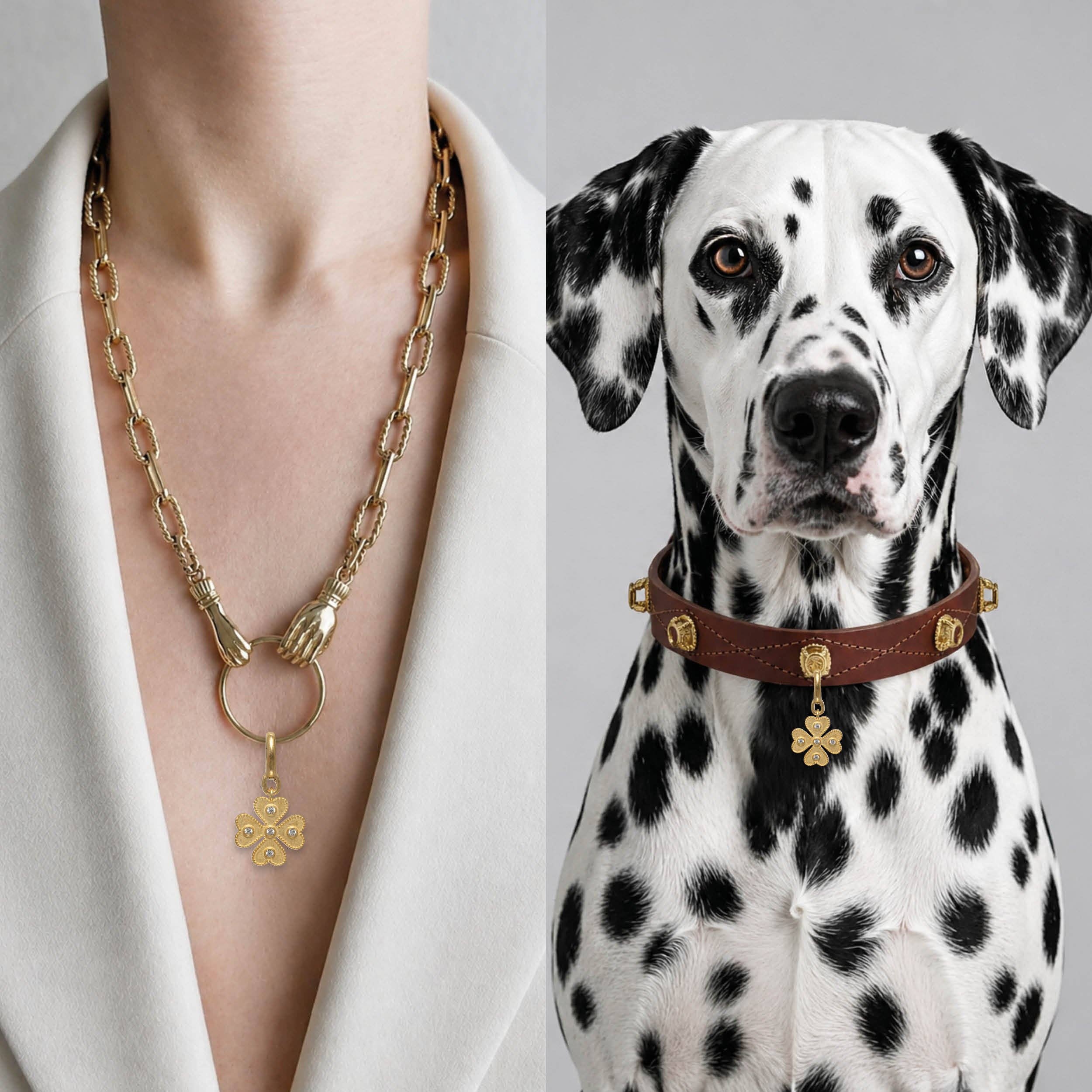 Four leaf clover dog collar charm by Unleash CPH