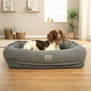 Grey Bolster Hoodied Dog Bed