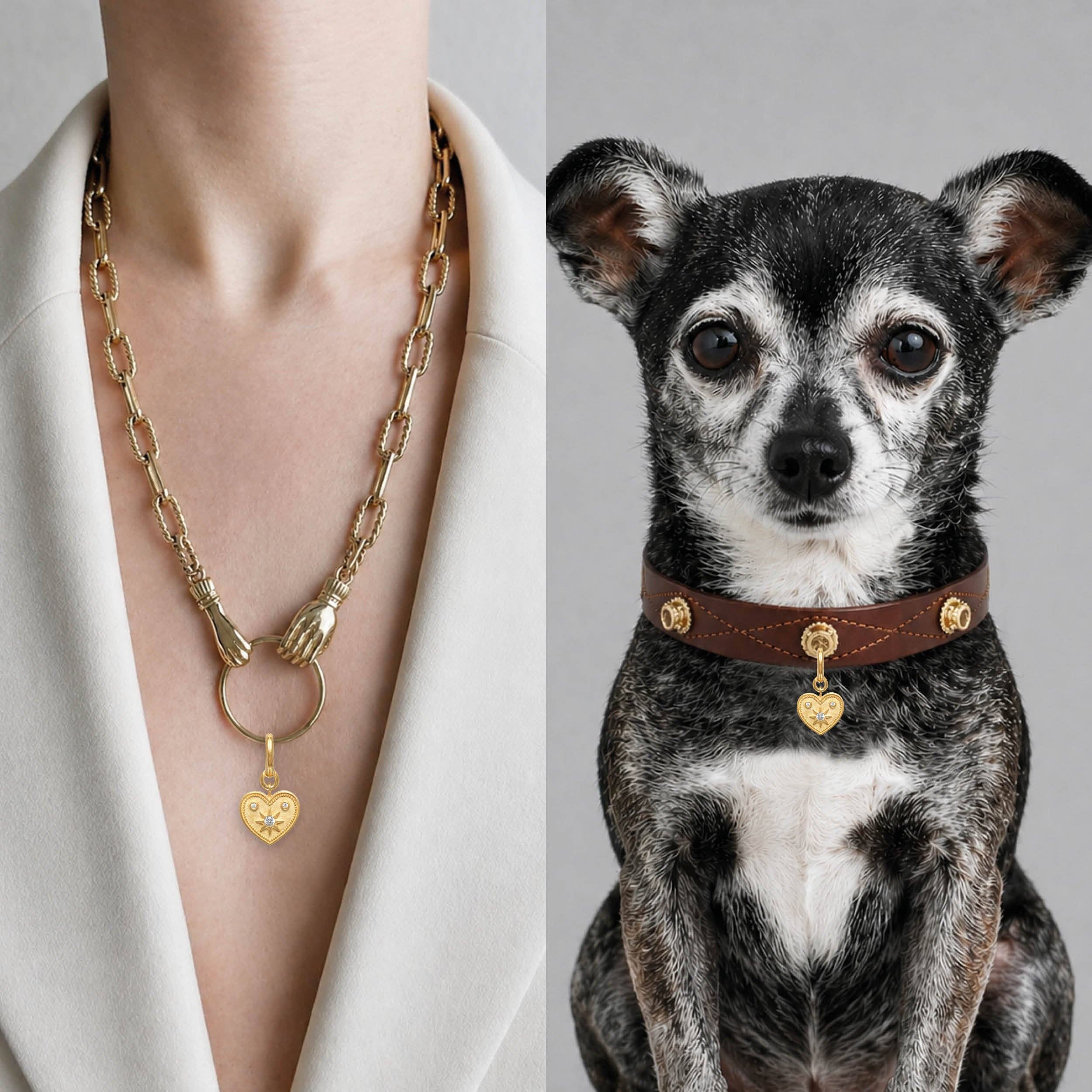 Heart-shaped dog collar charm by Unleash CPH