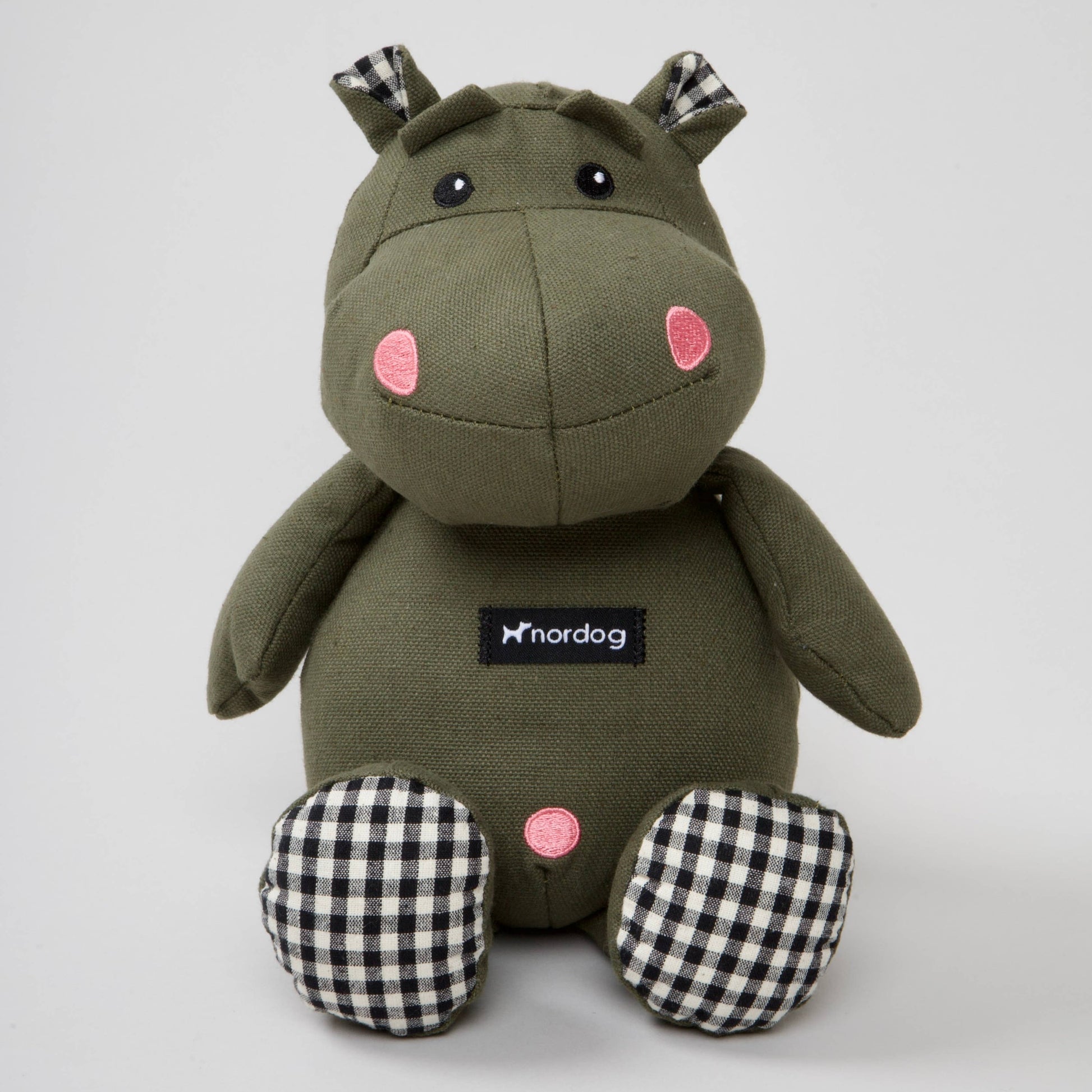 Henny The Hippo Olive plush dog toy by NOR DOG