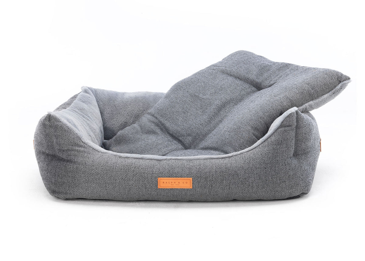 Balmoral Luxury Grey Herringbone Dog Bed