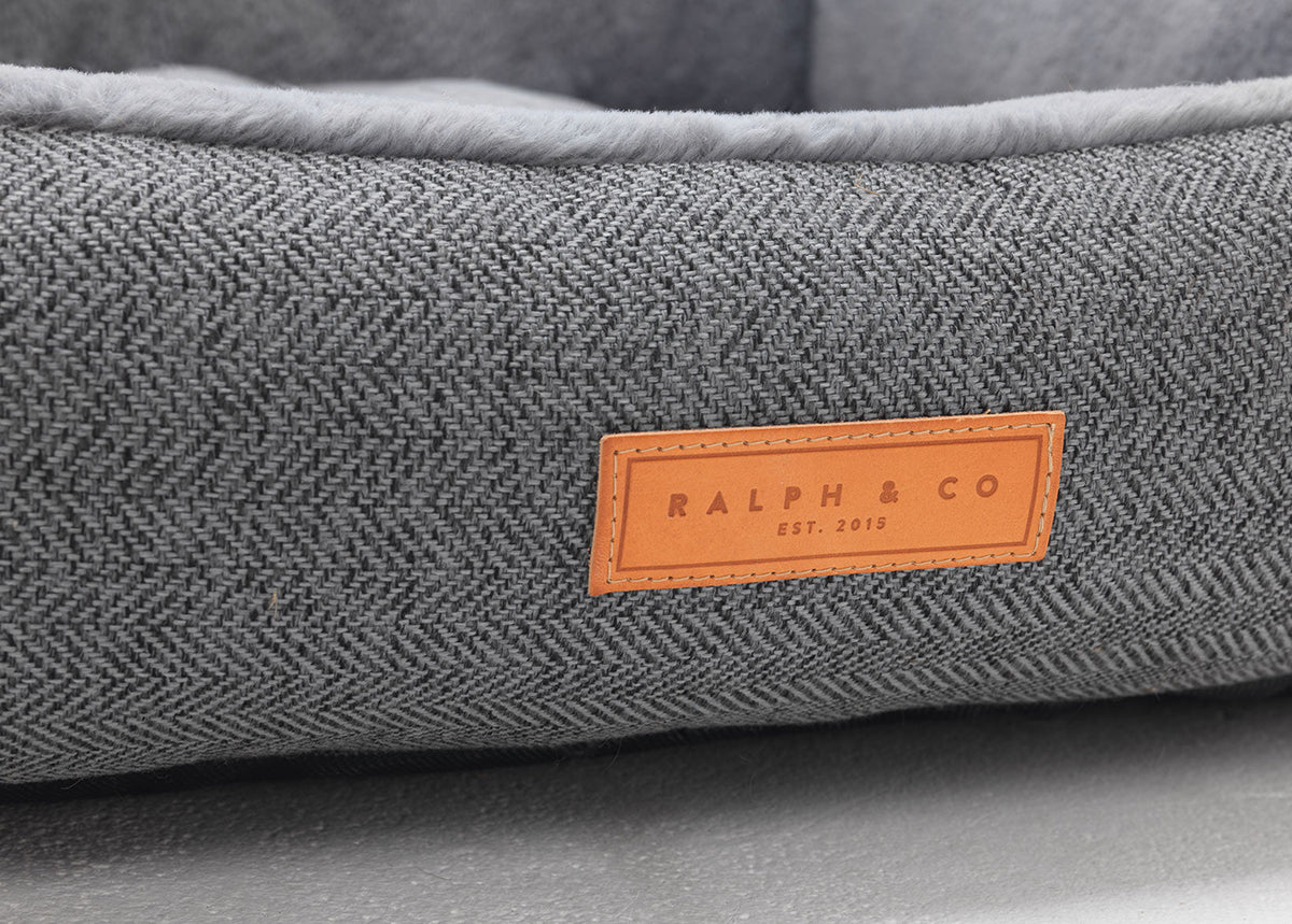 Balmoral Luxury Grey Herringbone Dog Bed